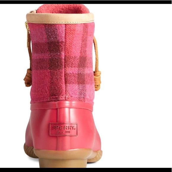 Sperry-Red-Saltwater Plaid Wool Duck Boot - Picture 2 of 6